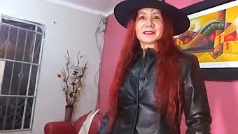 Stunning Mature Woman Dons Seductive Attire To Embody An Alluring, Thrilling Sorceress For Halloween