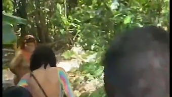 हम एक जंगली बीच बैश के लिए किनारे पर गए।